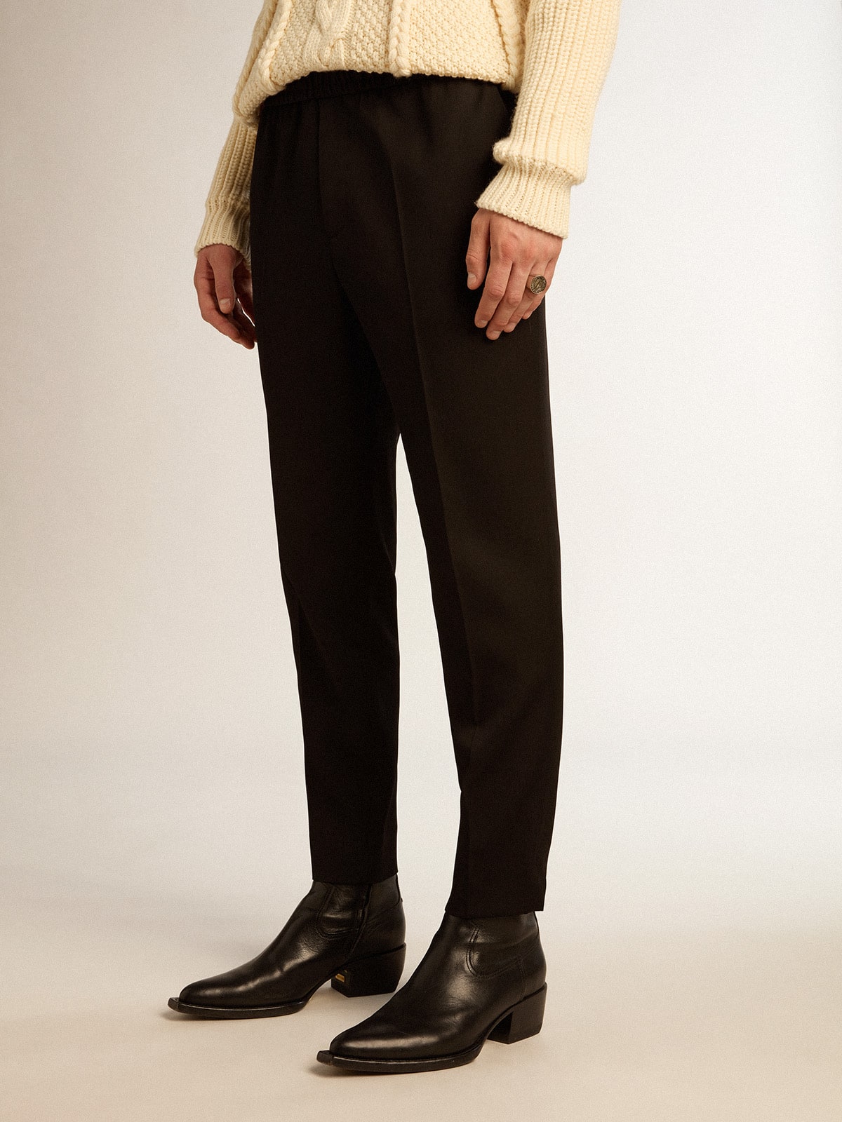 Golden Goose - Men’s black wool gabardine pants in 