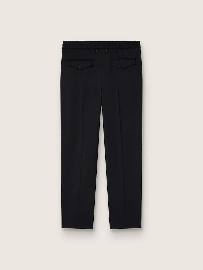 Golden Goose - Pantalone da uomo in gabardine di lana color nero in 