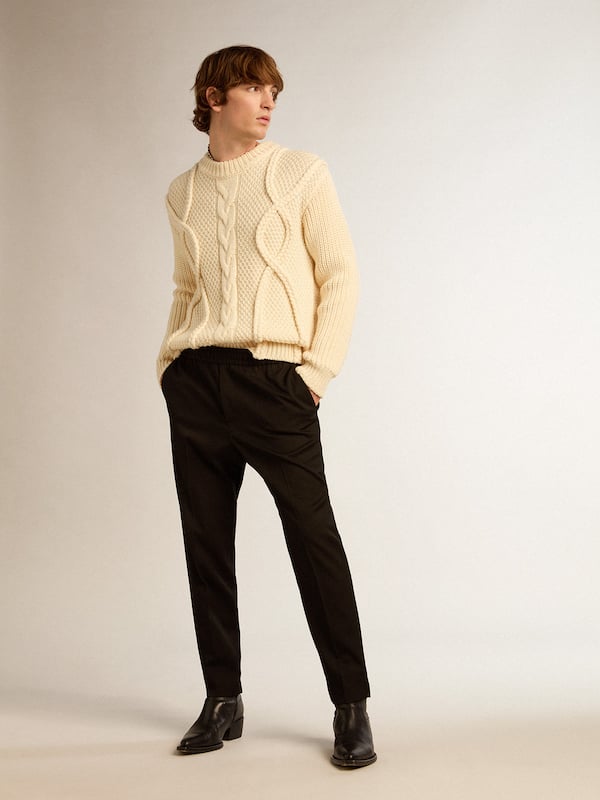 Golden Goose - Men&rsquo;s black wool gabardine pants in 