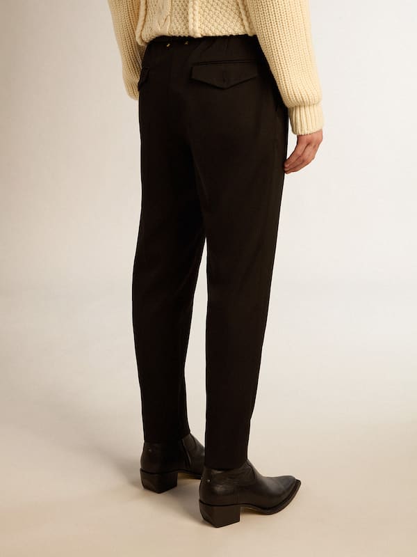 Golden Goose - Men&rsquo;s black wool gabardine pants in 