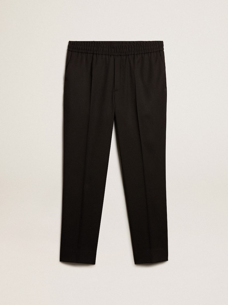 Pantalon homme en gabardine de laine noire