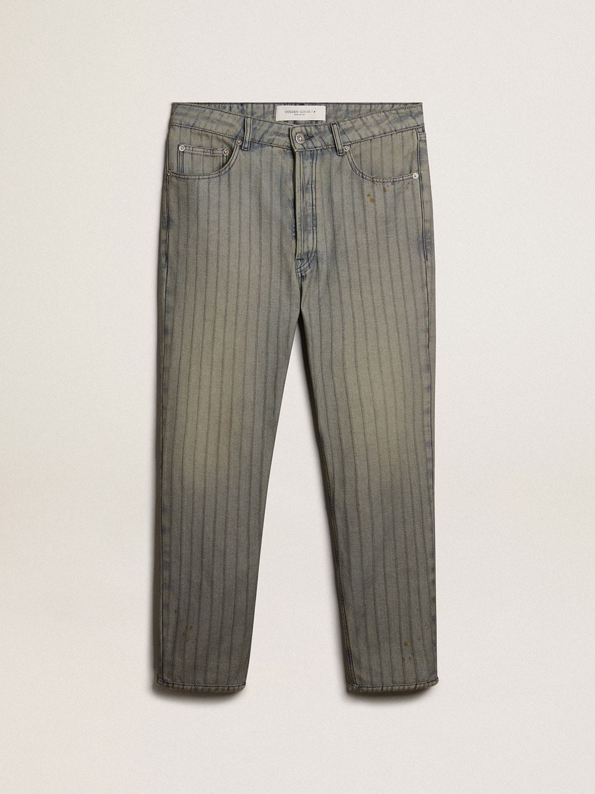 Grey striped pants best sale