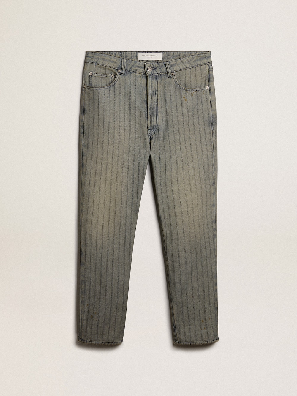 Golden Goose - Men's gray pants in striped denim in 