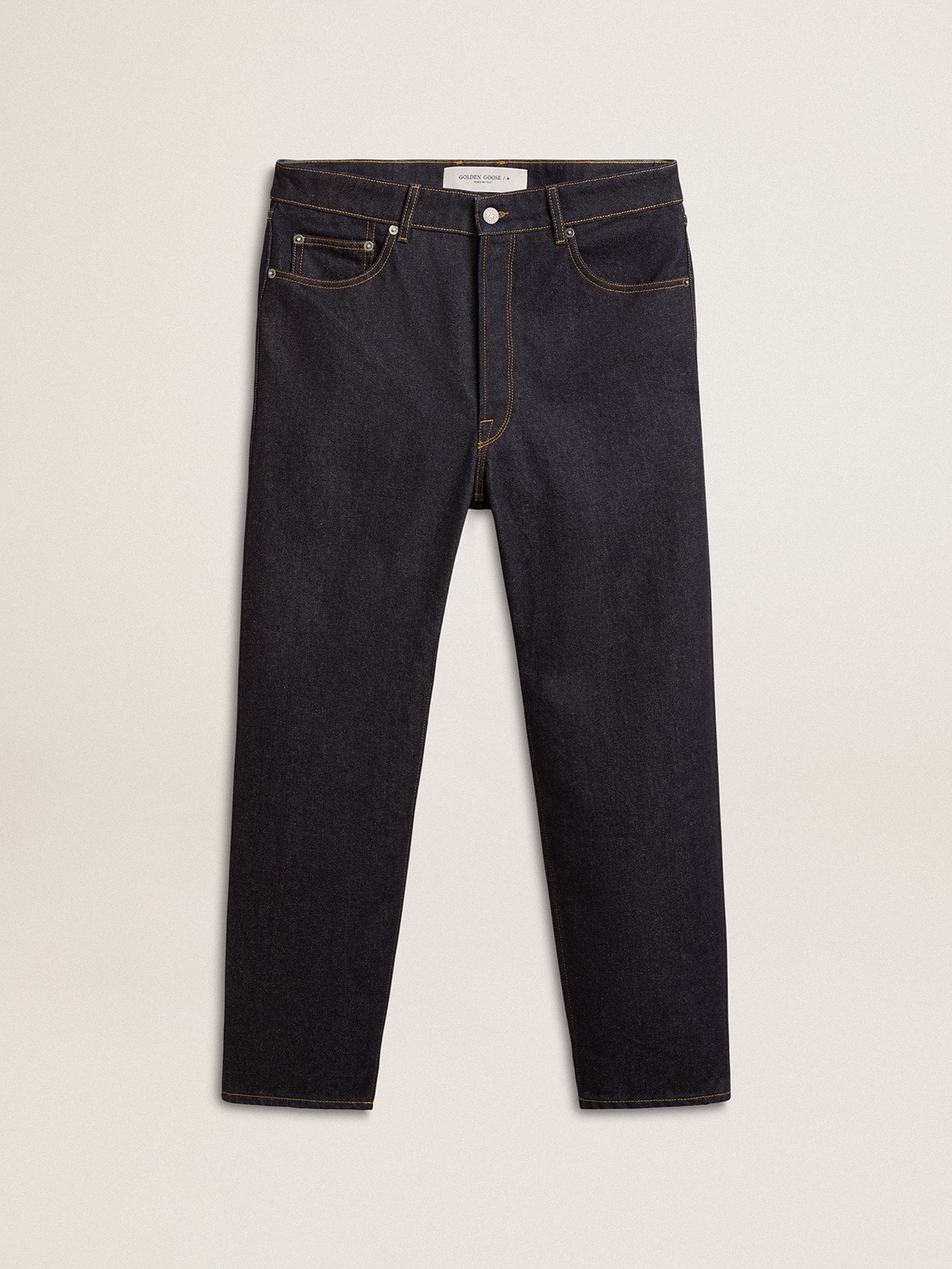 Men s dark blue jeans in one wash denim