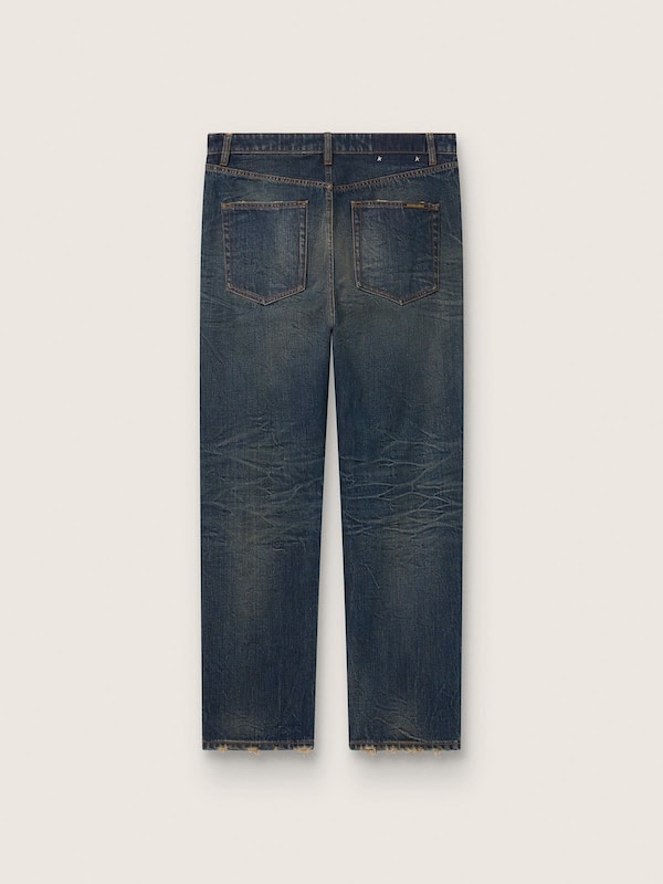 Golden Goose Men's pants in washed-effect denim Jeans & Pants blue man