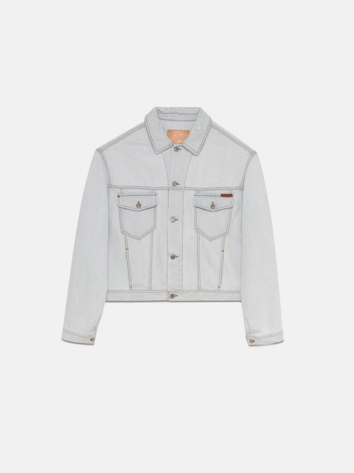 Golden Goose - Bruce jacket in bleached denim with contrasting lettering on the back in 