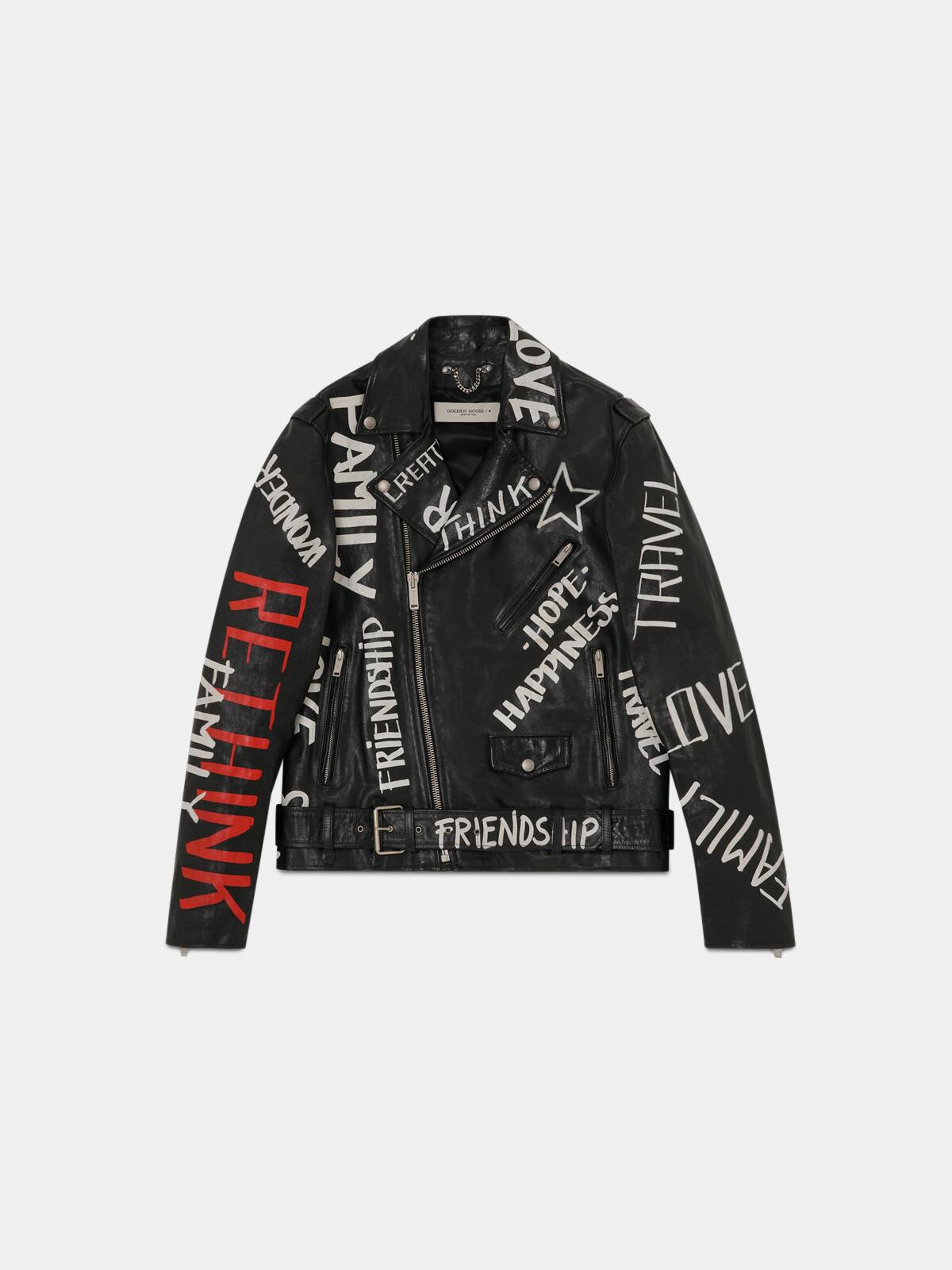 Golden Goose - Golden biker jacket with Golden Statement lettering in 