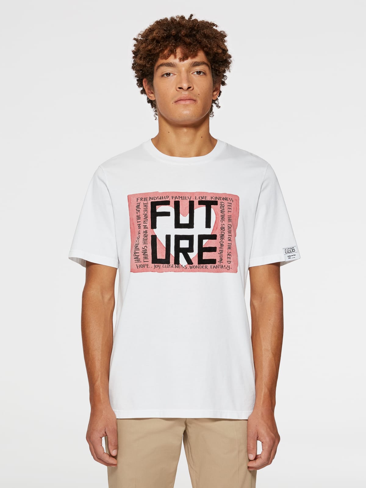 Golden Goose - T-shirt Adamo bianca con stampa Future in 