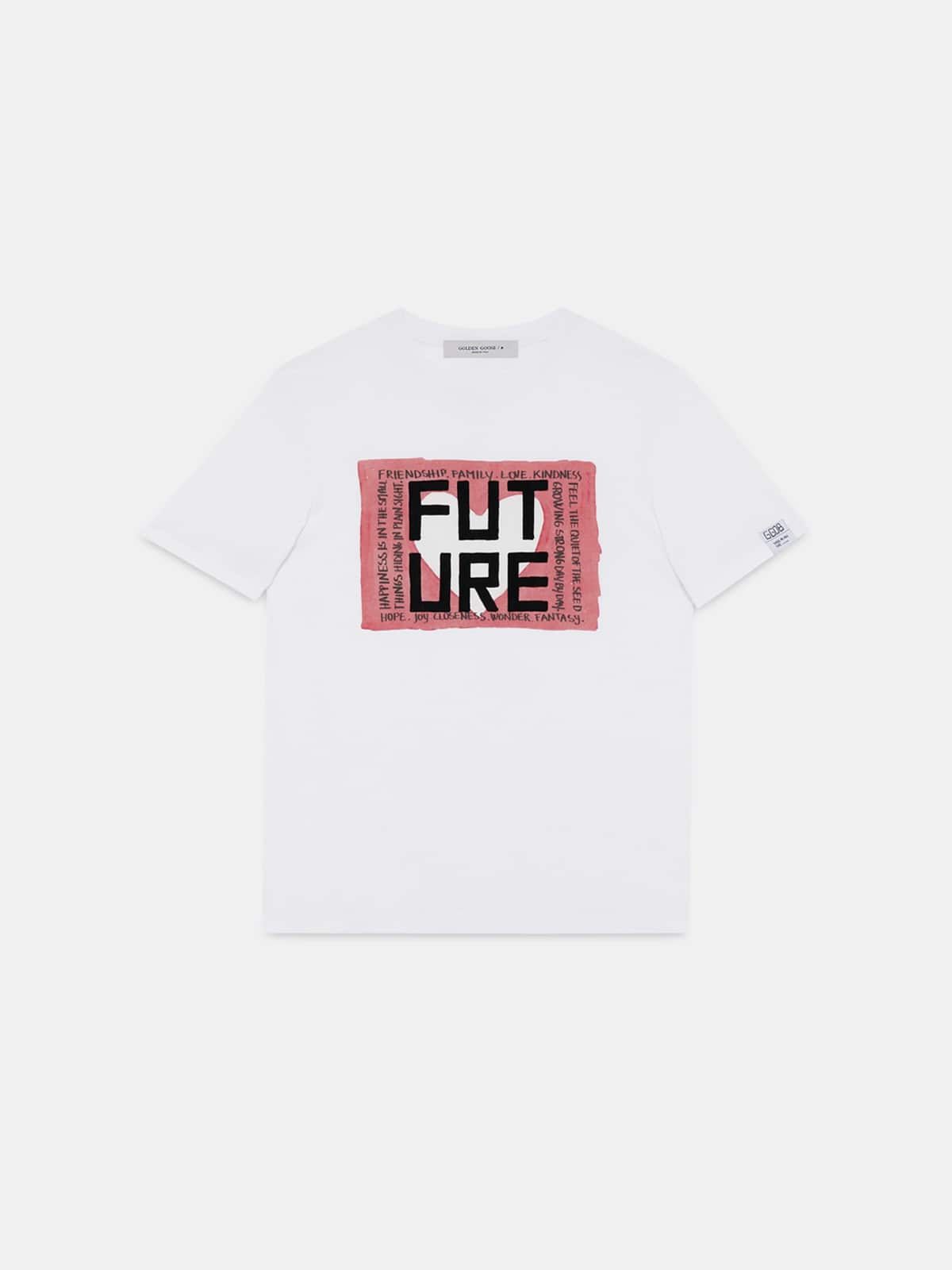 Golden Goose - T-shirt Adamo bianca con stampa Future in 