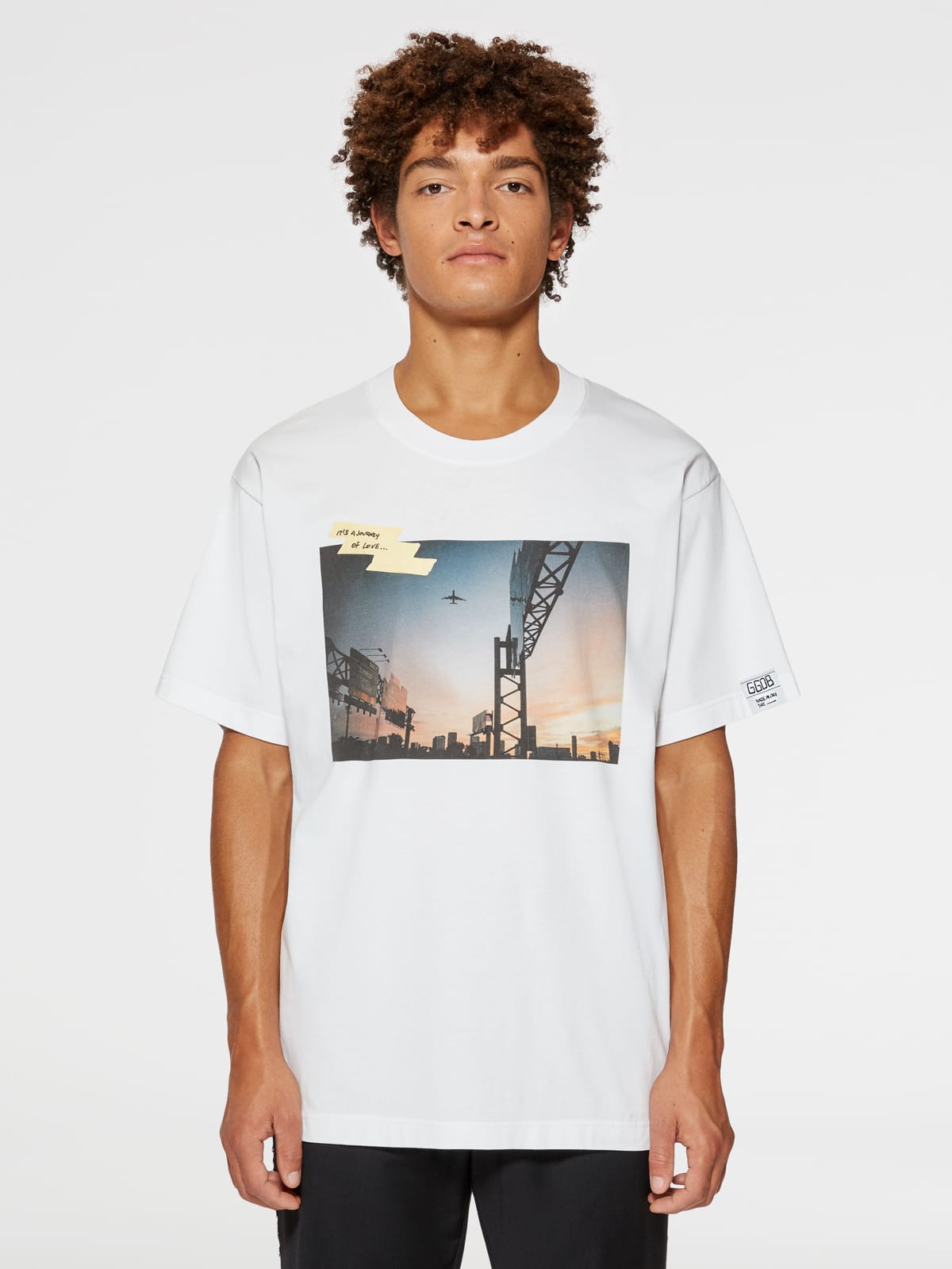 Golden Goose - Dream Maker Collection Artù T-shirt with sunset print and adhesive tape in 