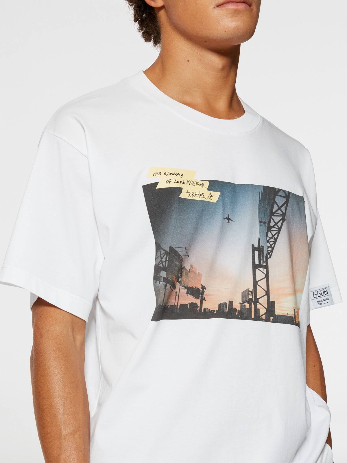 Golden Goose - Dream Maker Collection Artù T-shirt with sunset print and adhesive tape in 