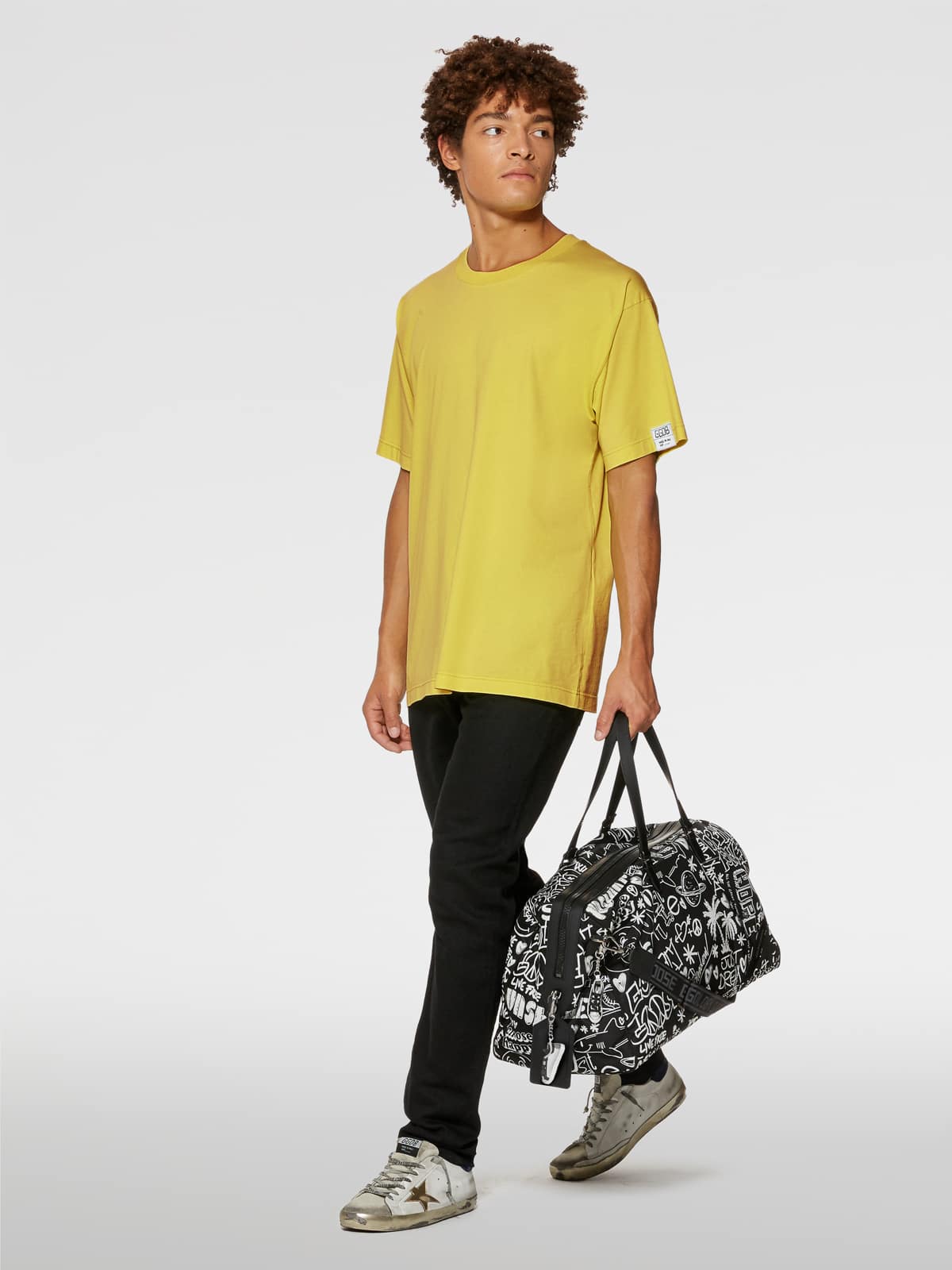 Golden Goose - Lime-colored Artù T-shirt with contrasting black lettering on the back in 