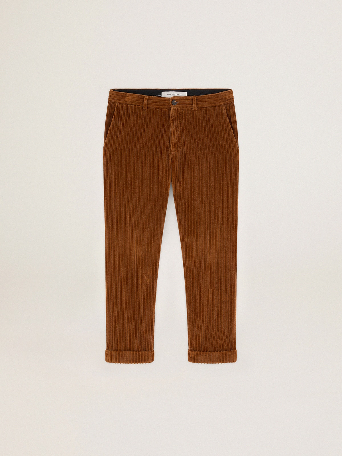 Golden Goose - Pantalone chino in velluto a coste di colore terracotta in 