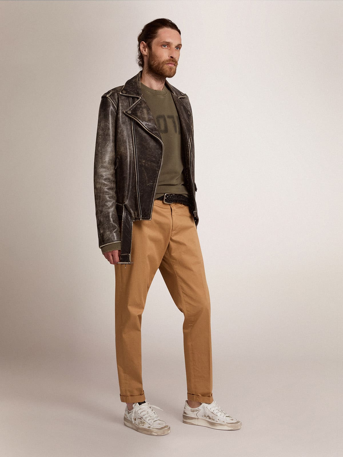Golden Goose - Men's beige cotton chino pants in 