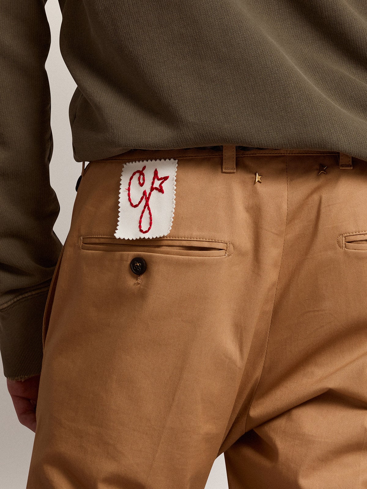 Golden Goose - Men's beige cotton chino pants in 