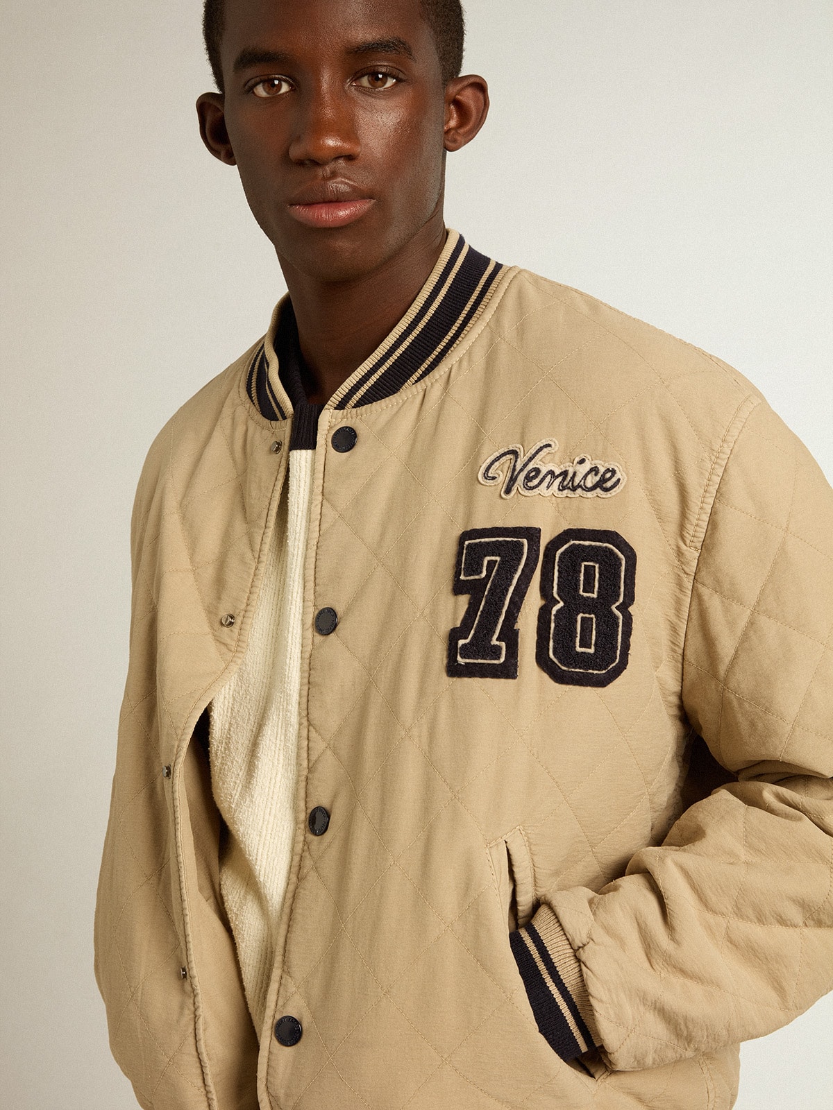 Golden Goose - Khaki-colored quilted cotton bomber jacket in 