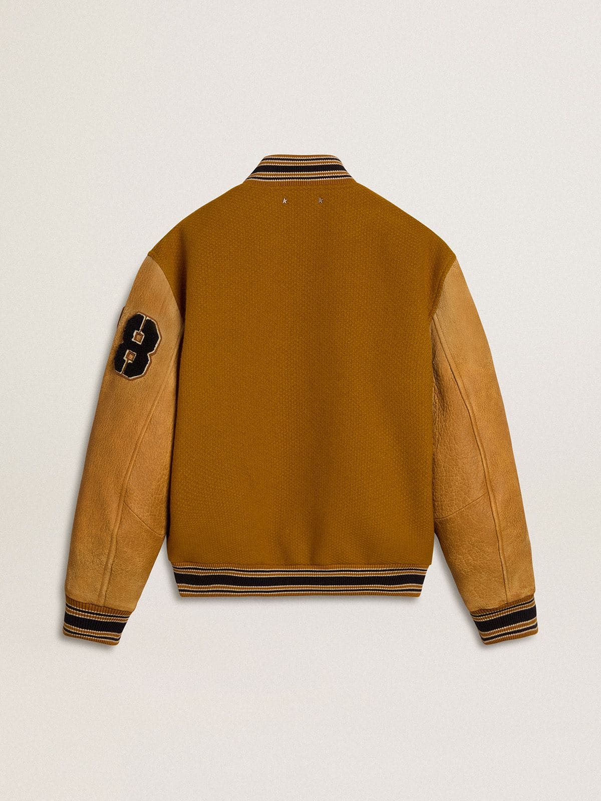 Golden Goose - Giacca bomber in lana color giallo ocra e maniche in pelle in 