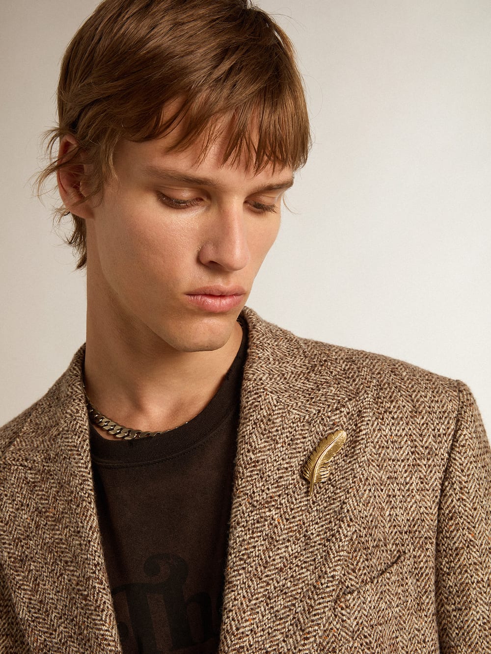 Golden Goose - Blazer masculino de abotoamento duplo marrom com fecho com botões  in 