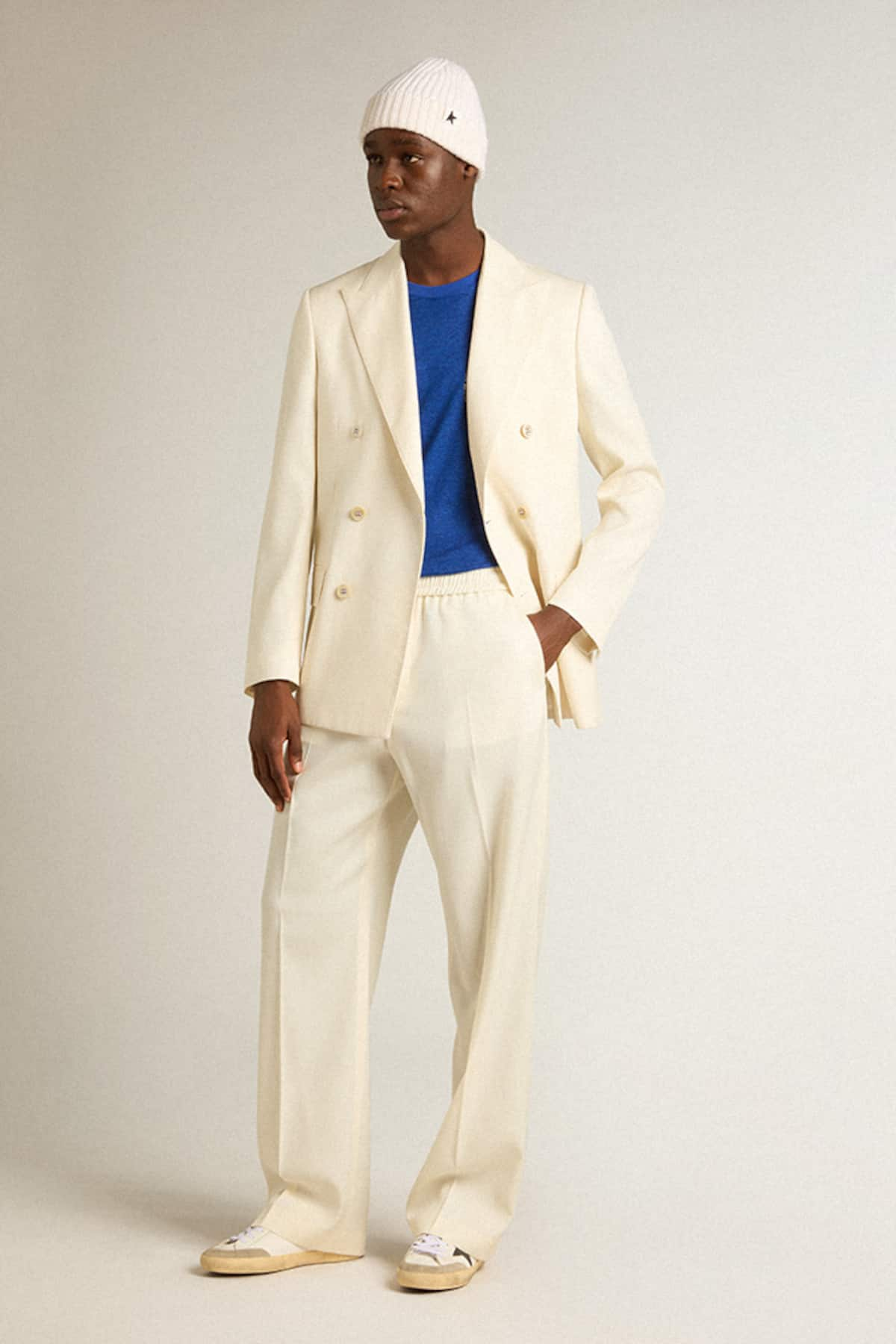 Golden Goose - Blazer con cierre cruzado de hombre en color nata in 