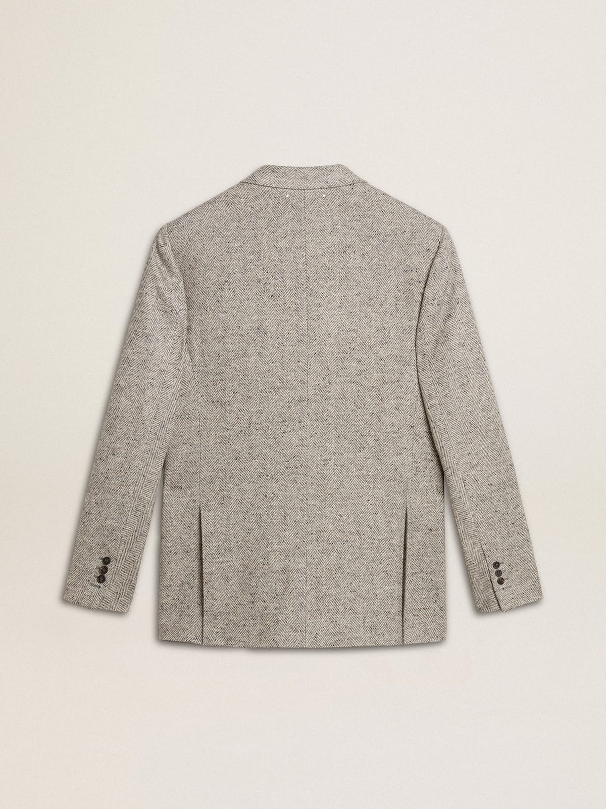 Golden Goose - Men's double-breasted jacket in gray silk and chevron wool in 