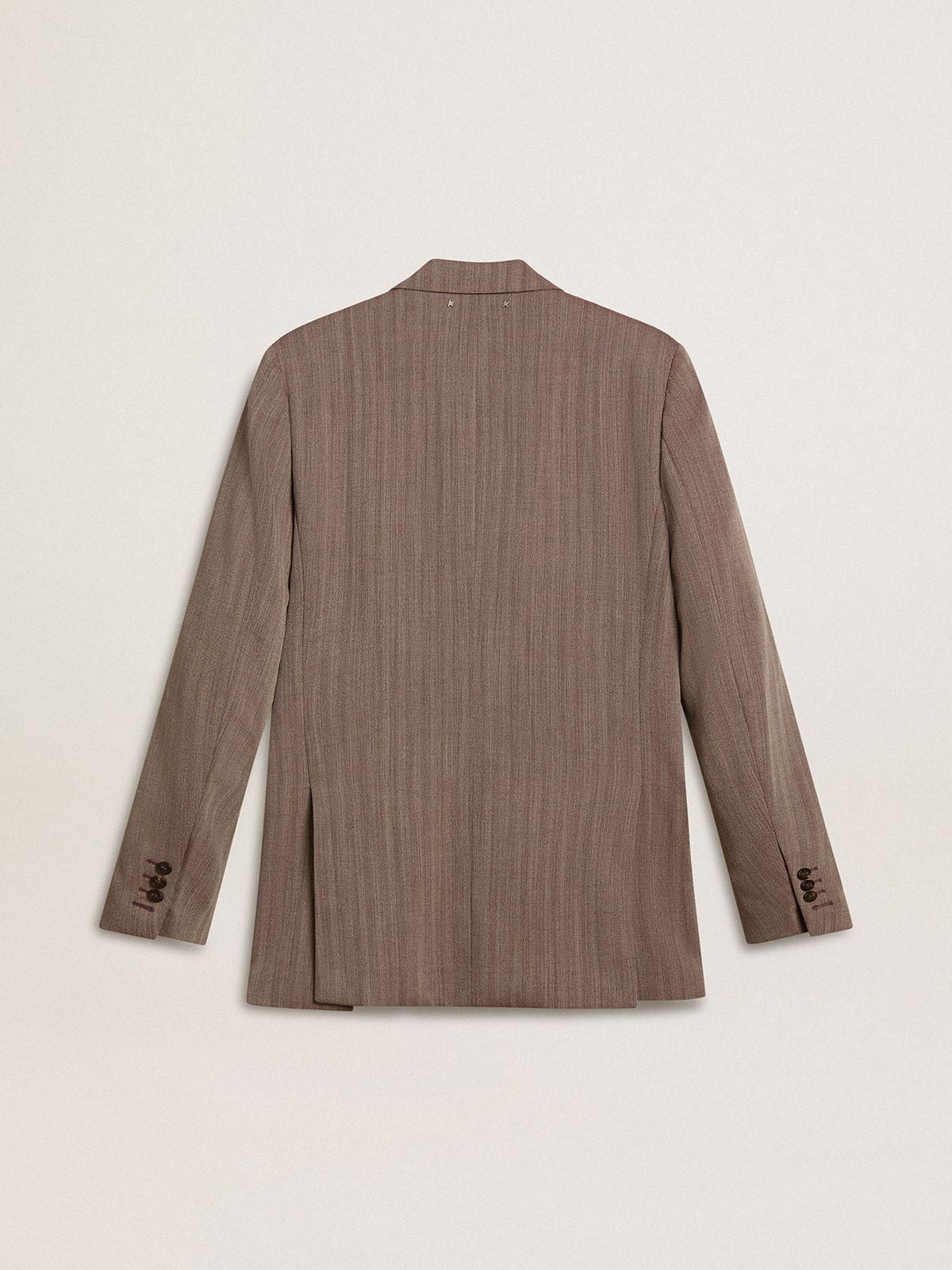 Golden Goose - Blazer doppiopetto da uomo in misto lana chevron di colore beige in 