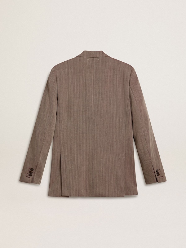 Golden Goose - Men's beige chevron wool blend double-breasted blazer in 