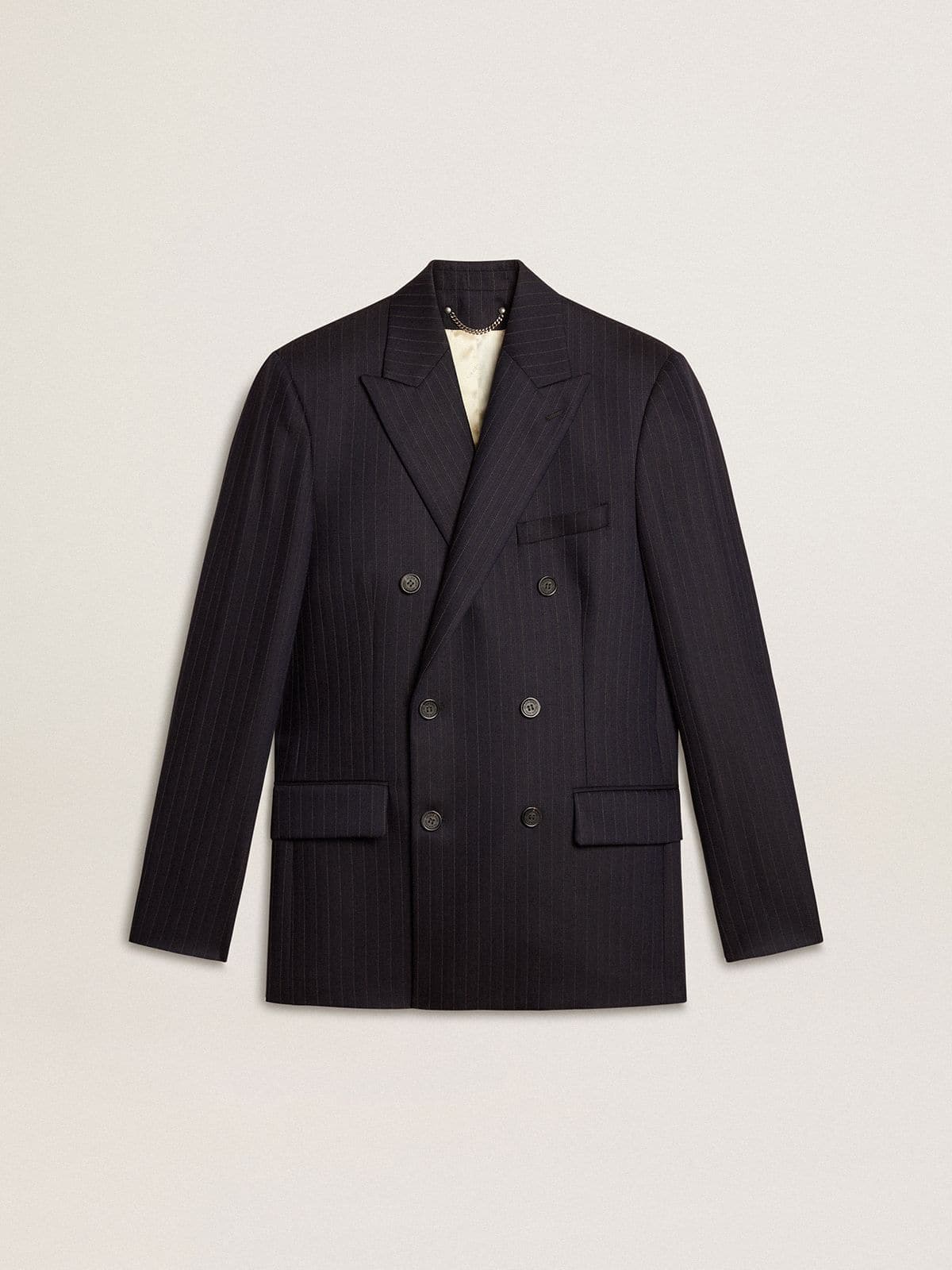 Golden Goose - Blazer croisé pour homme en laine bleu nuit in 