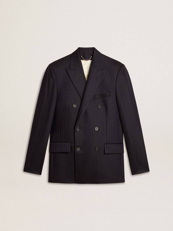 Golden Goose - Men's midnight blue wool double-breasted blazer in 