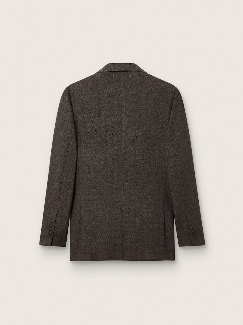 Golden Goose - Blazer doppiopetto da uomo di colore nero e marrone con motivo jacquard e bottoni in corno in 