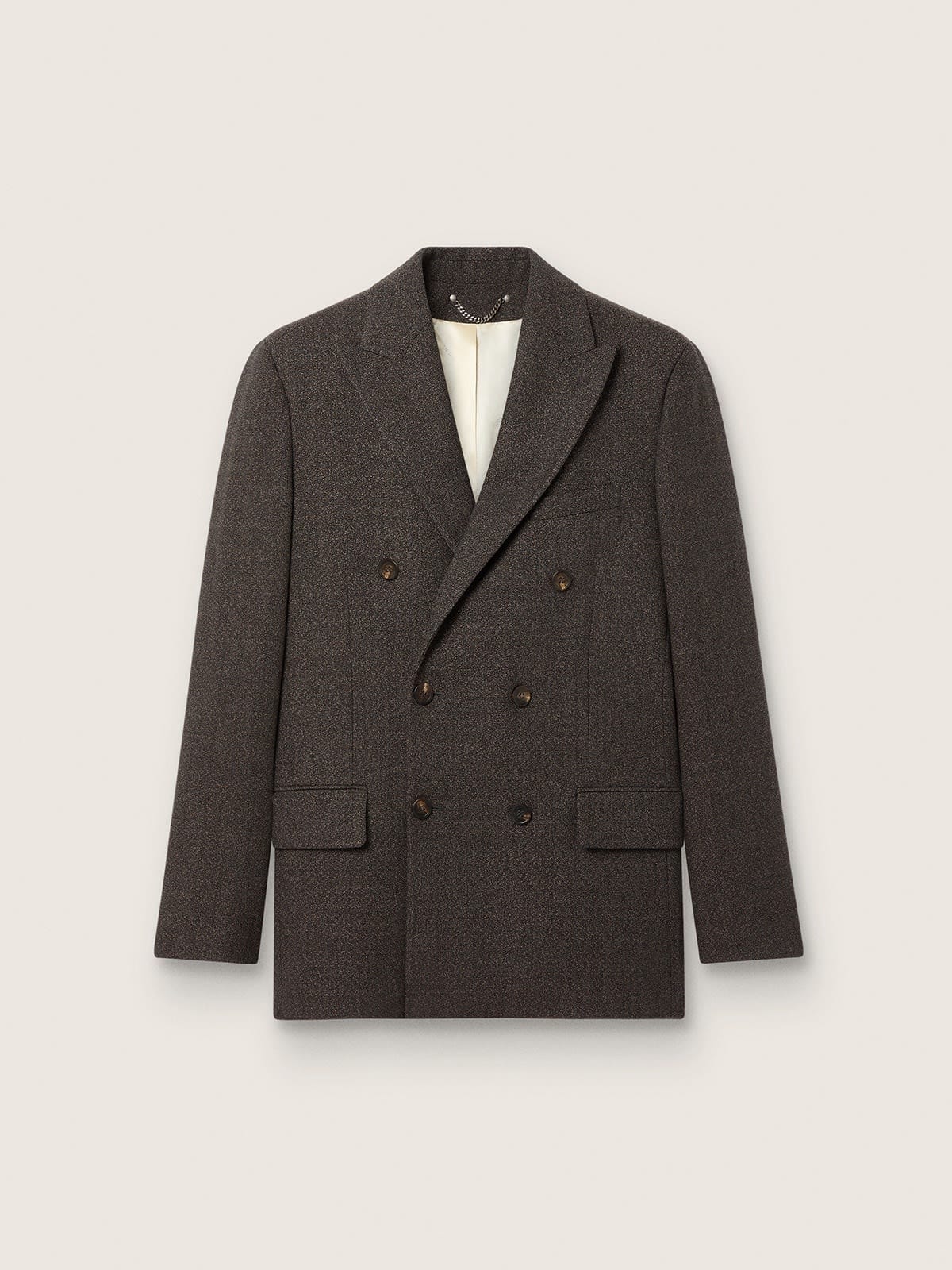 Golden Goose - Men's black and brown double-breasted blazer with jacquard motif and horn buttons in 
