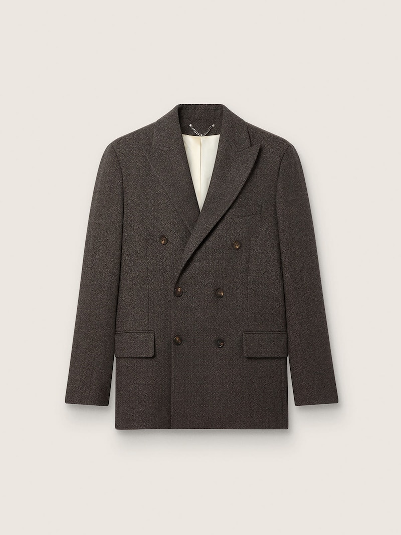 Golden Goose - Blazer doppiopetto da uomo di colore nero e marrone con motivo jacquard e bottoni in corno in 