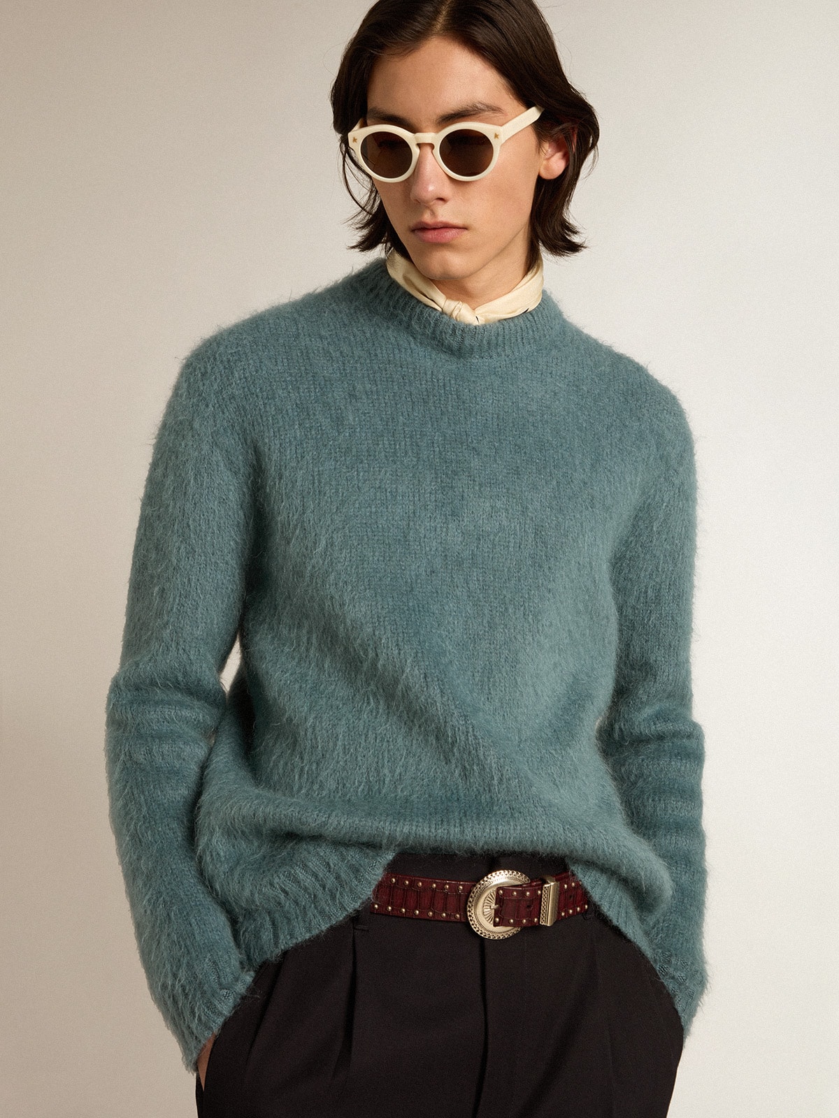 Golden Goose - Maglione in mohair color azzurro polvere in 