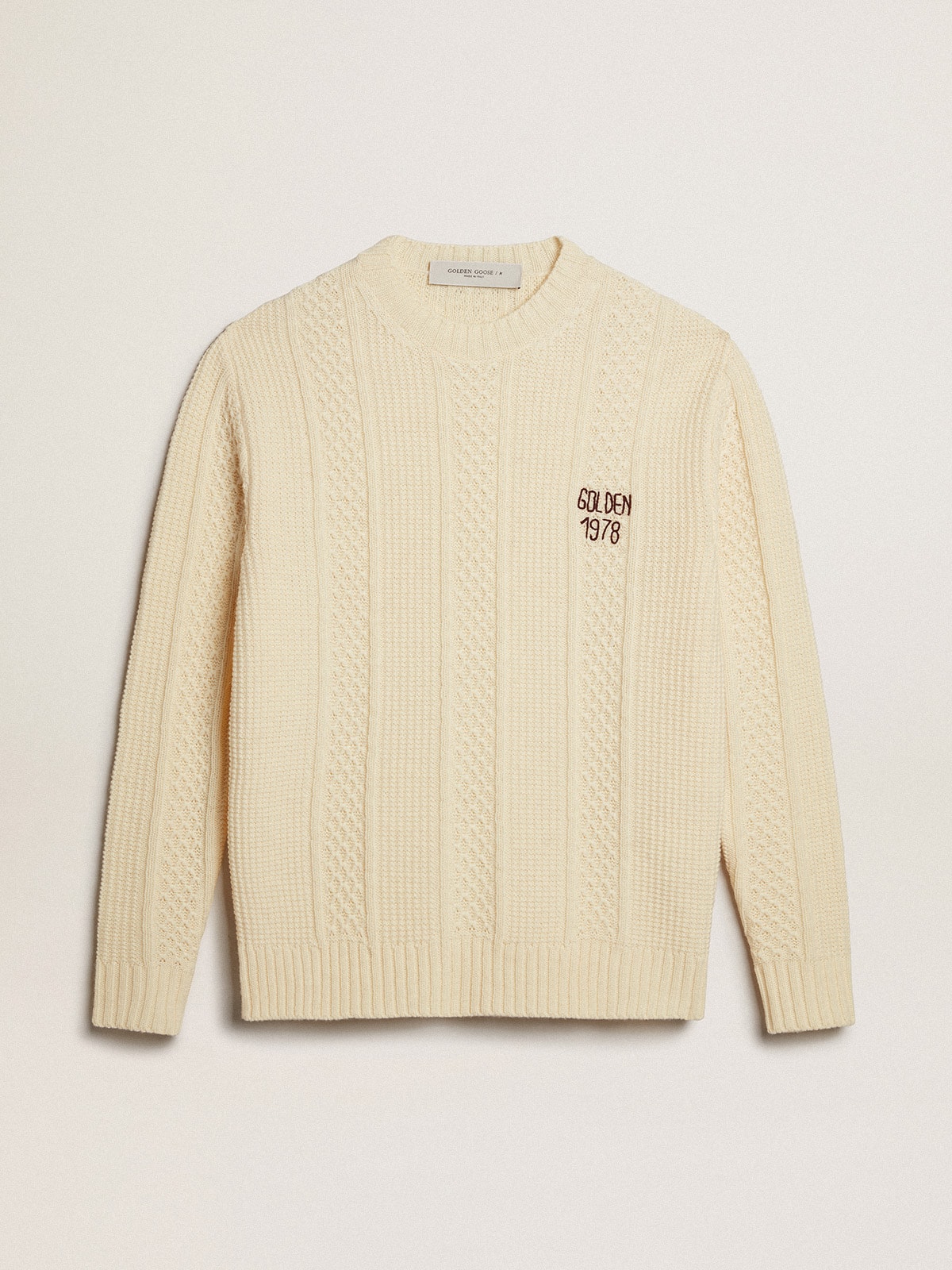 Golden Goose - Round-neck sweater in wool with embroidery on the heart in 