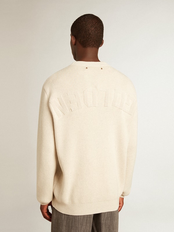 Golden Goose - Men’s round-neck sweater in panama-colored cotton with logo on the back  in 