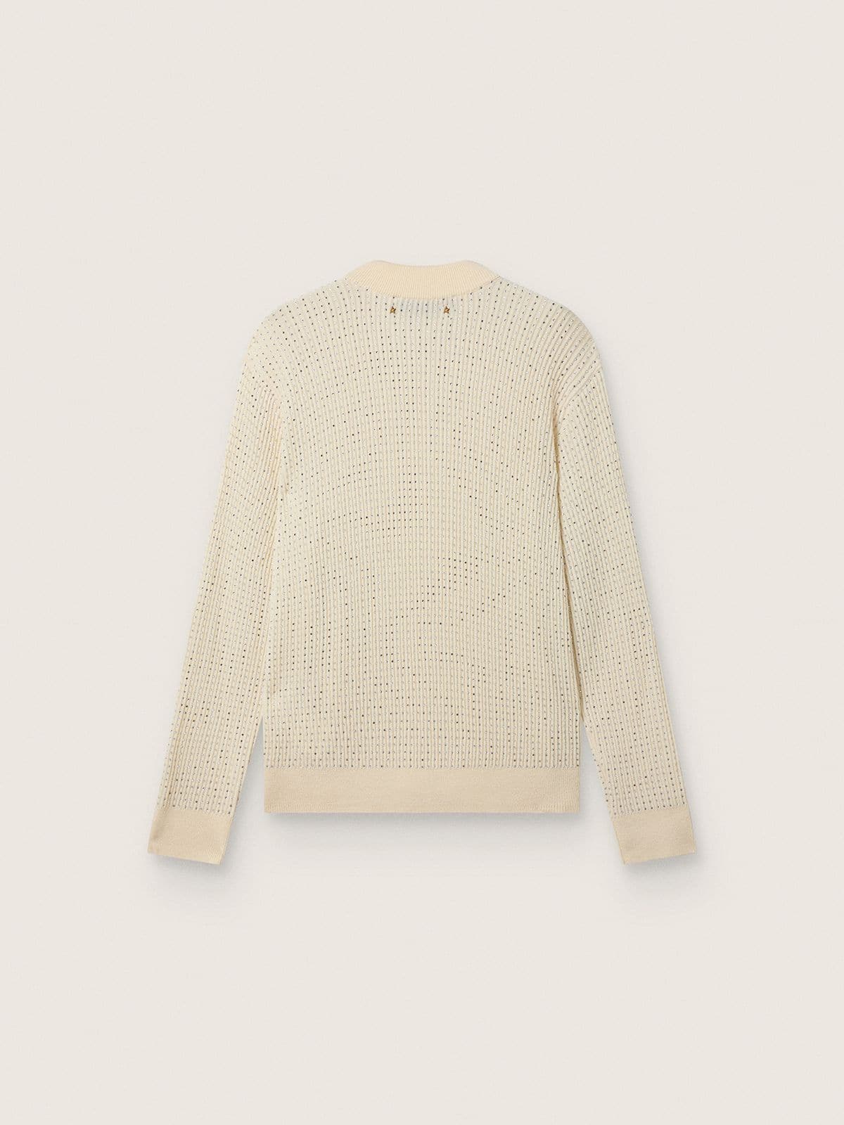 Golden Goose - Jersey de cuello redondo de hombre en lana merina blanca con cristales all-over in 