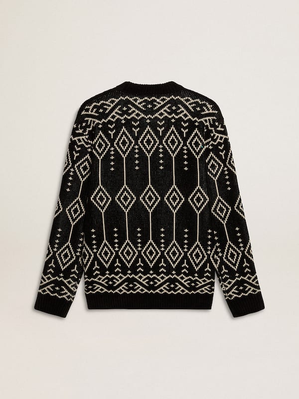 Golden Goose - Men’s crew neck wool blend sweater with jacquard argyle design in 