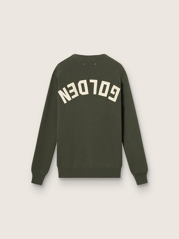 Golden Goose - Pull ras-du-cou vert militaire avec inscription &laquo;&nbsp;Golden&nbsp;&raquo; dans le dos in 