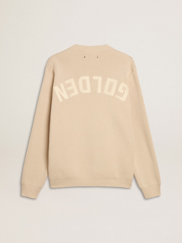 Golden Goose - Men’s beige crew neck sweater with ‘Golden’ lettering on the back in 