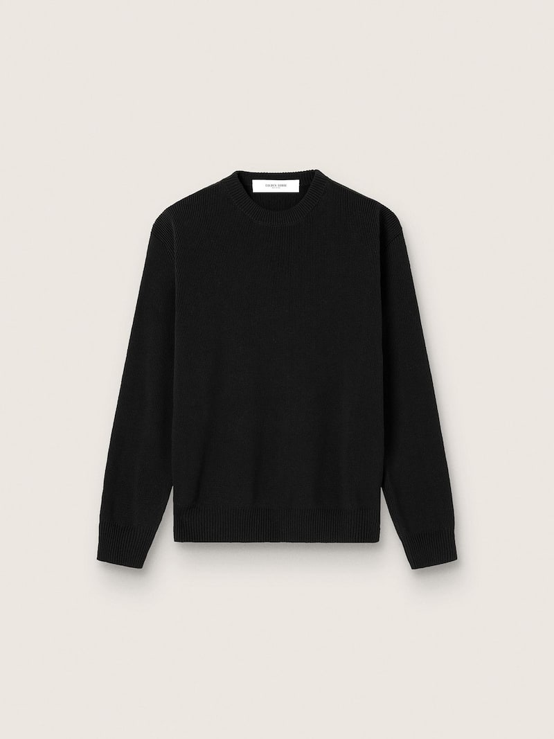 Maglione da uomo girocollo in cotone nero