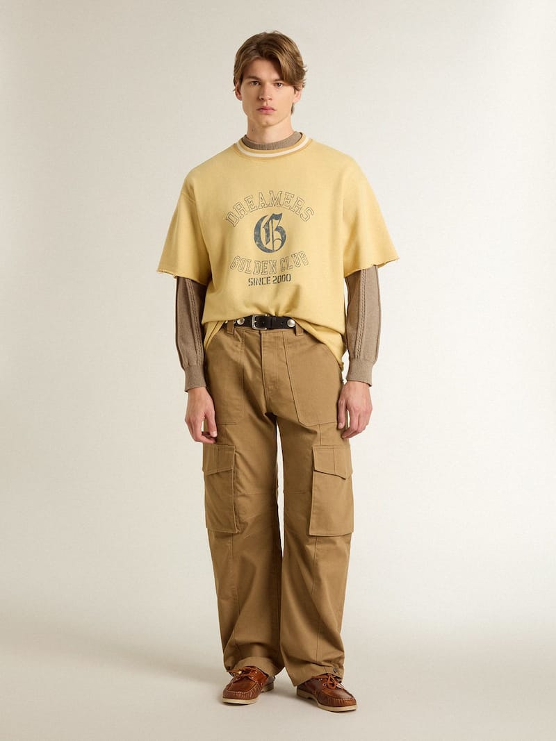 Golden Goose - Beigefarbener Herrenpullover mit Sticklogo in 