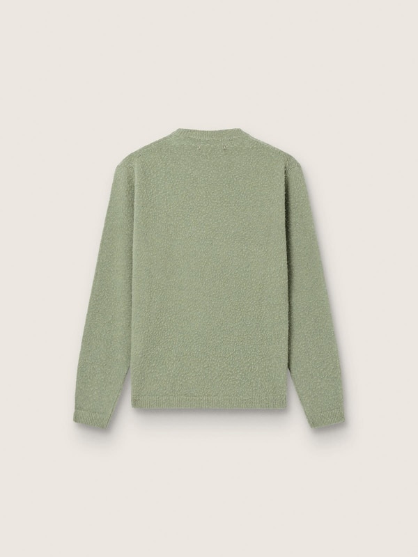 Herrenpullover aus mintgr&uuml;ner Wolle in Casentino-Optik