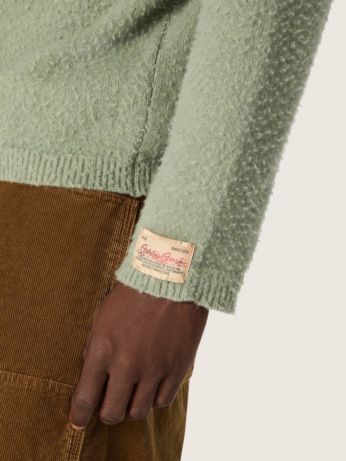 Golden Goose - Pull homme en laine vert menthe effet Casentino in 