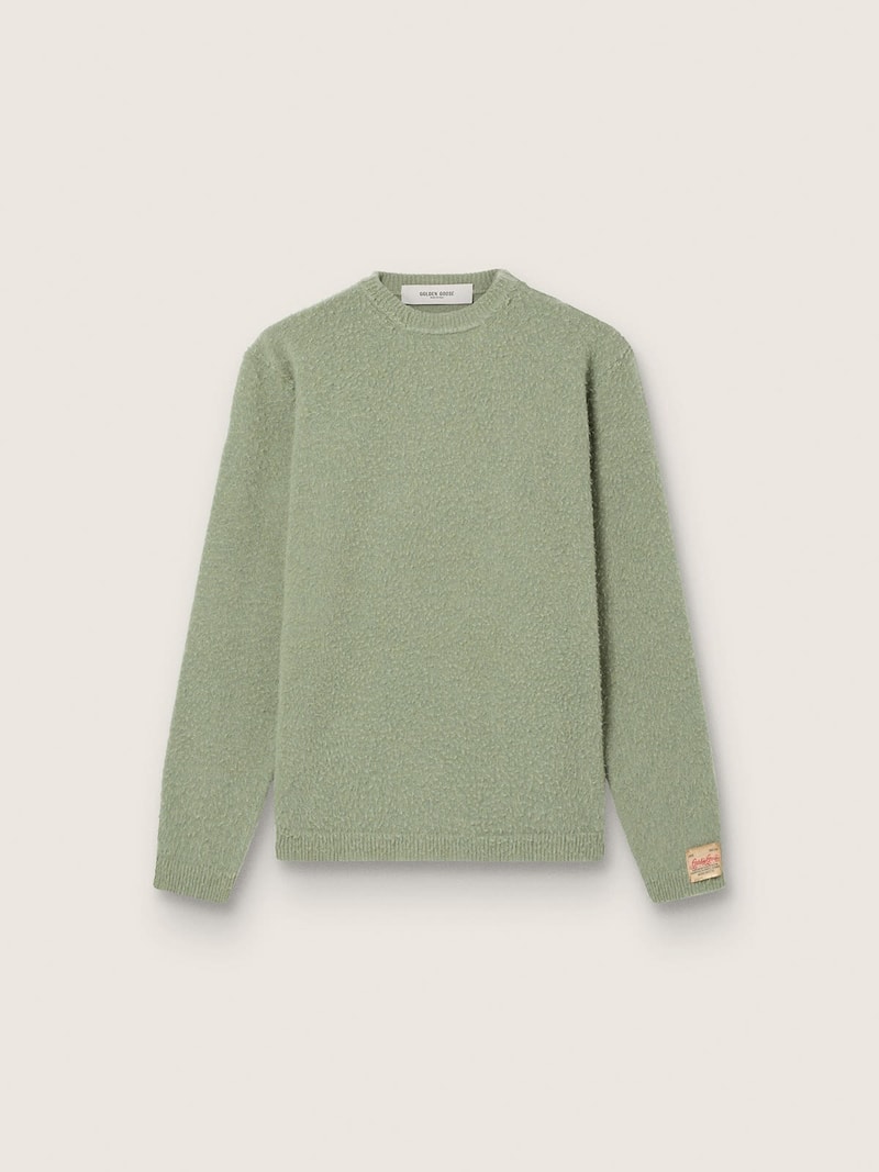 Maglione da uomo in lana verde menta effetto casentino