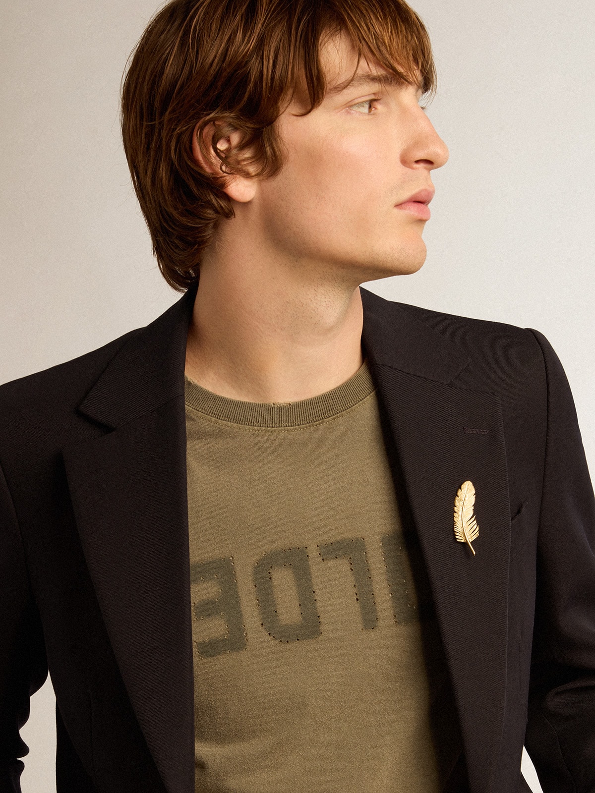 Golden Goose - Men’s single-breasted blazer in dark blue wool gabardine in 