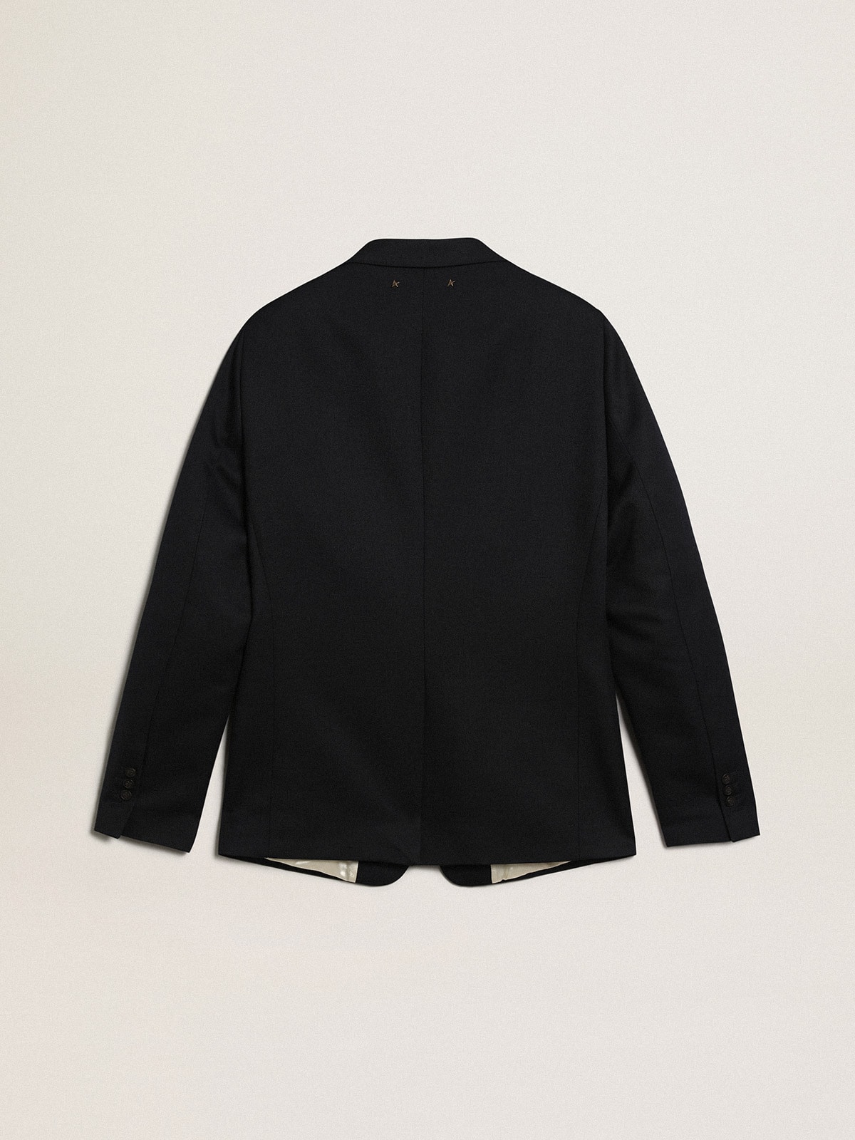 Golden Goose - Men’s single-breasted blazer in dark blue wool gabardine in 