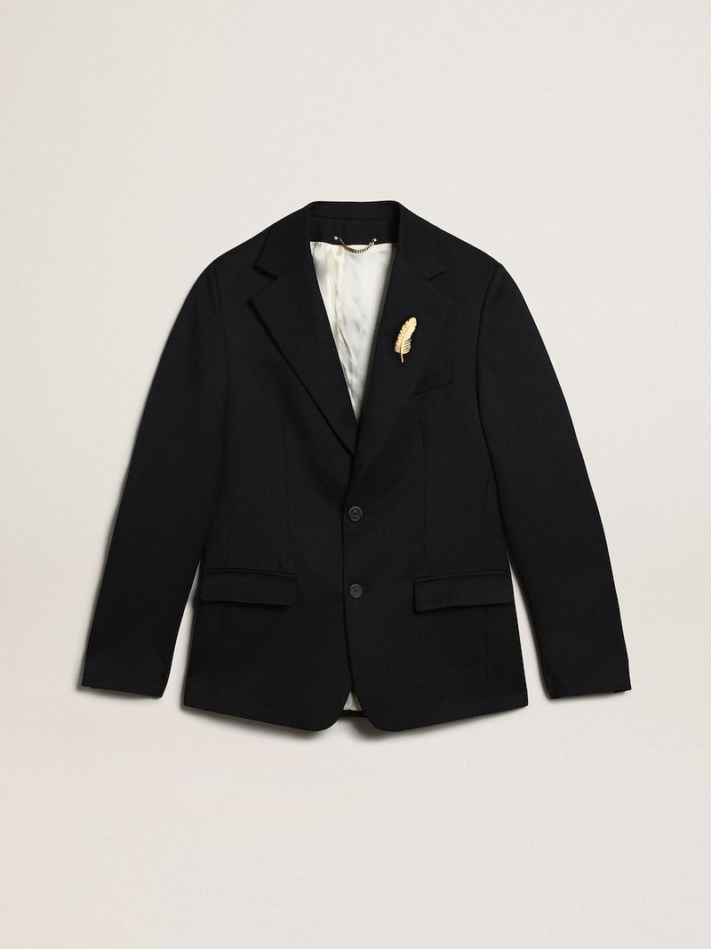 Blazer droit pour homme en gabardine de laine bleu foncé