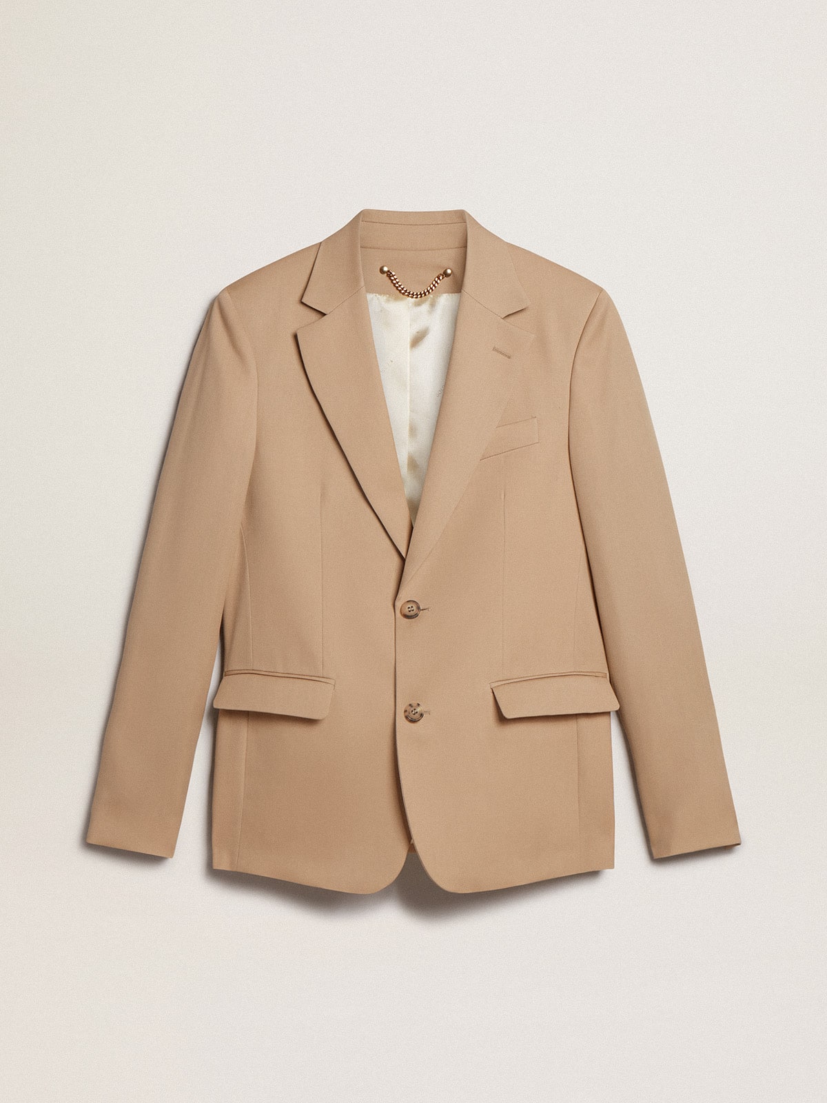 Golden Goose - Blazer droit couleur sable avec boutons en corne in 