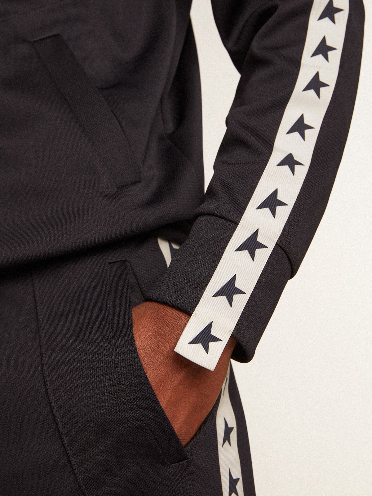 Golden Goose - Dark blue sweatshirt with white strip and contrasting blue stars in 