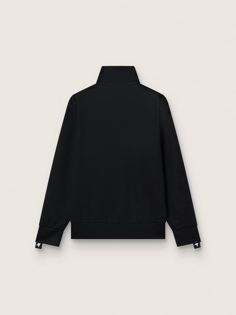 Golden Goose - Sweat-shirt zipp&eacute; homme couleur noire avec &eacute;toiles blanches in 
