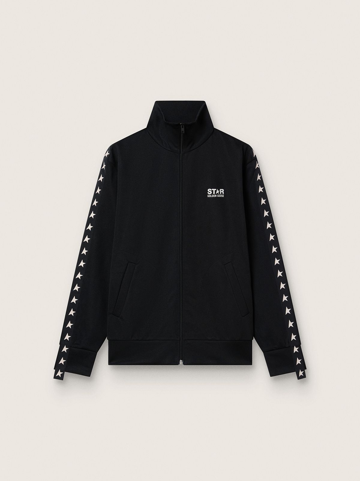 Sweat-shirt zippé homme couleur noire avec étoiles blanches — Golden Goose